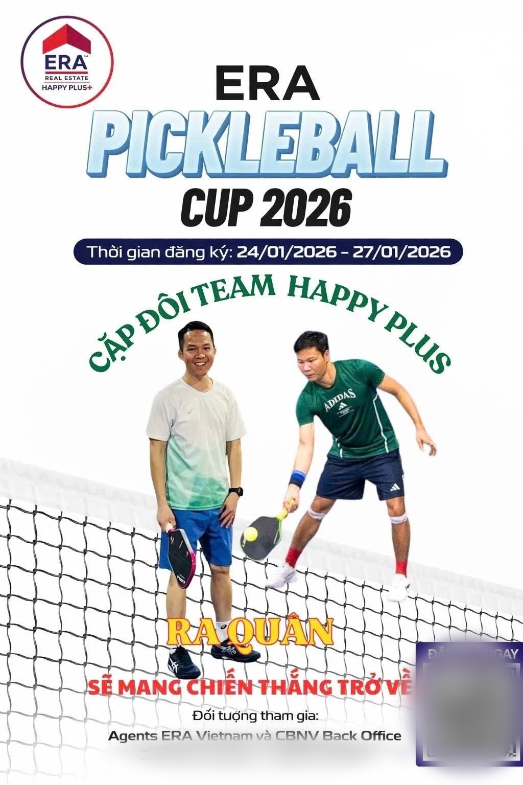 Cặp đôi Team Happy Plus ra quân tại ERA Pickleball Cup 2026