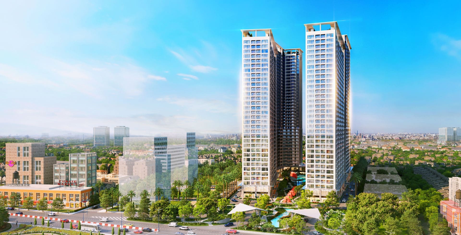 Phối cảnh các tòa tháp căn hộ Lavita Thuận An bên Quốc lộ 13