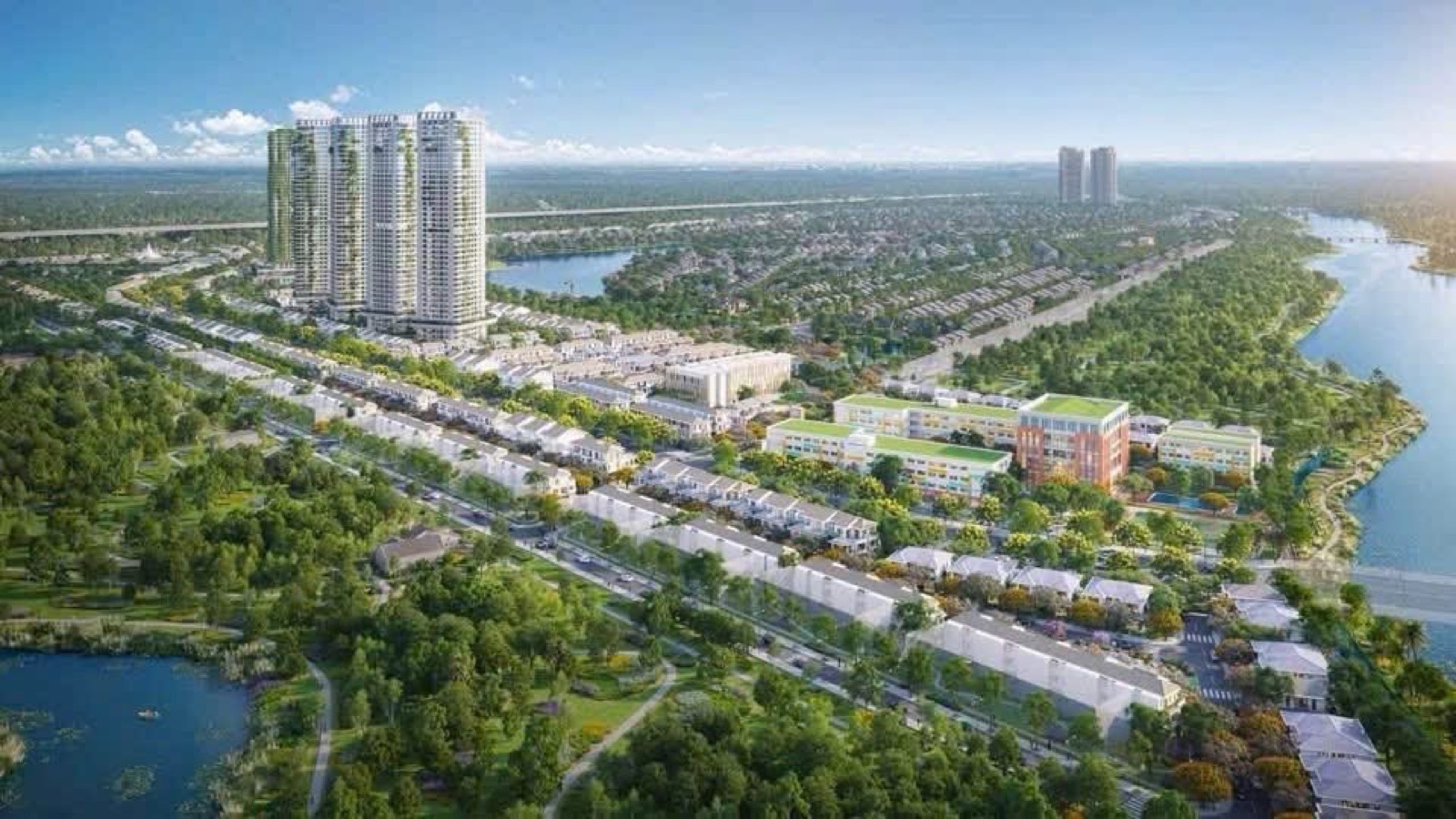 Phối cảnh tổng thể Rừng Phượng với các tòa căn hộ