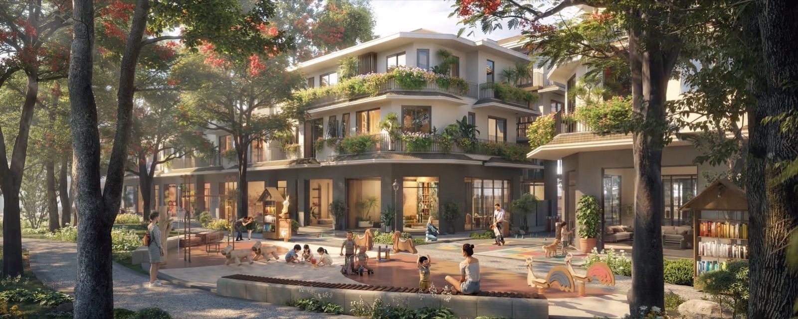 Phối cảnh nhà phố giữa không gian xanh tại Eco Retreat
