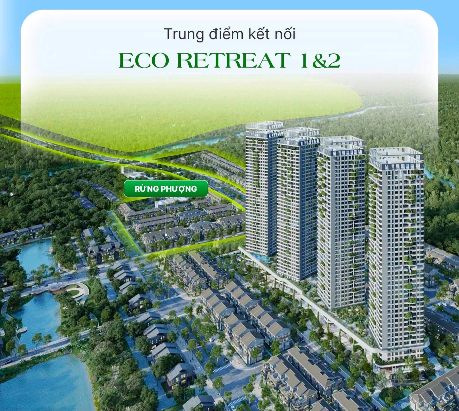 Phối cảnh trung tâm kết nối Eco Retreat 1 và 2 cạnh Rừng Phượng