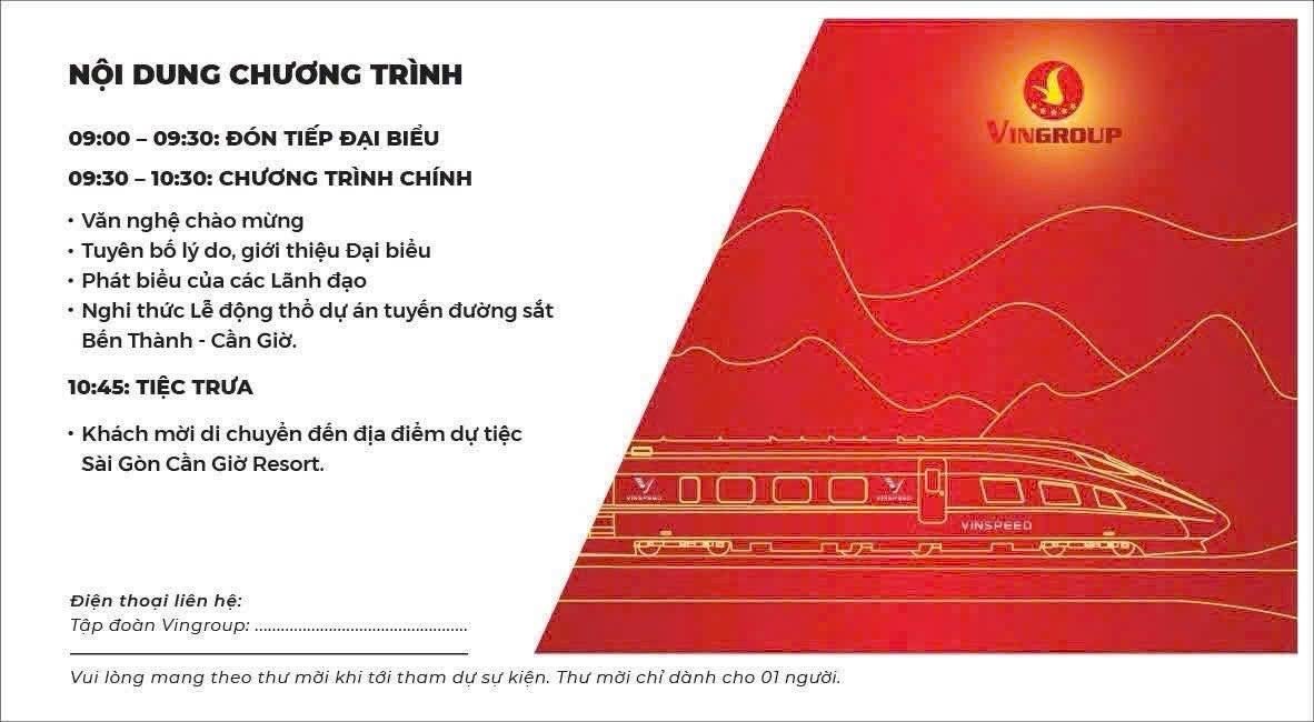 Nội dung chương trình lễ động thổ đường sắt tốc độ cao Bến Thành Cần Giờ ngày 19/12/2025