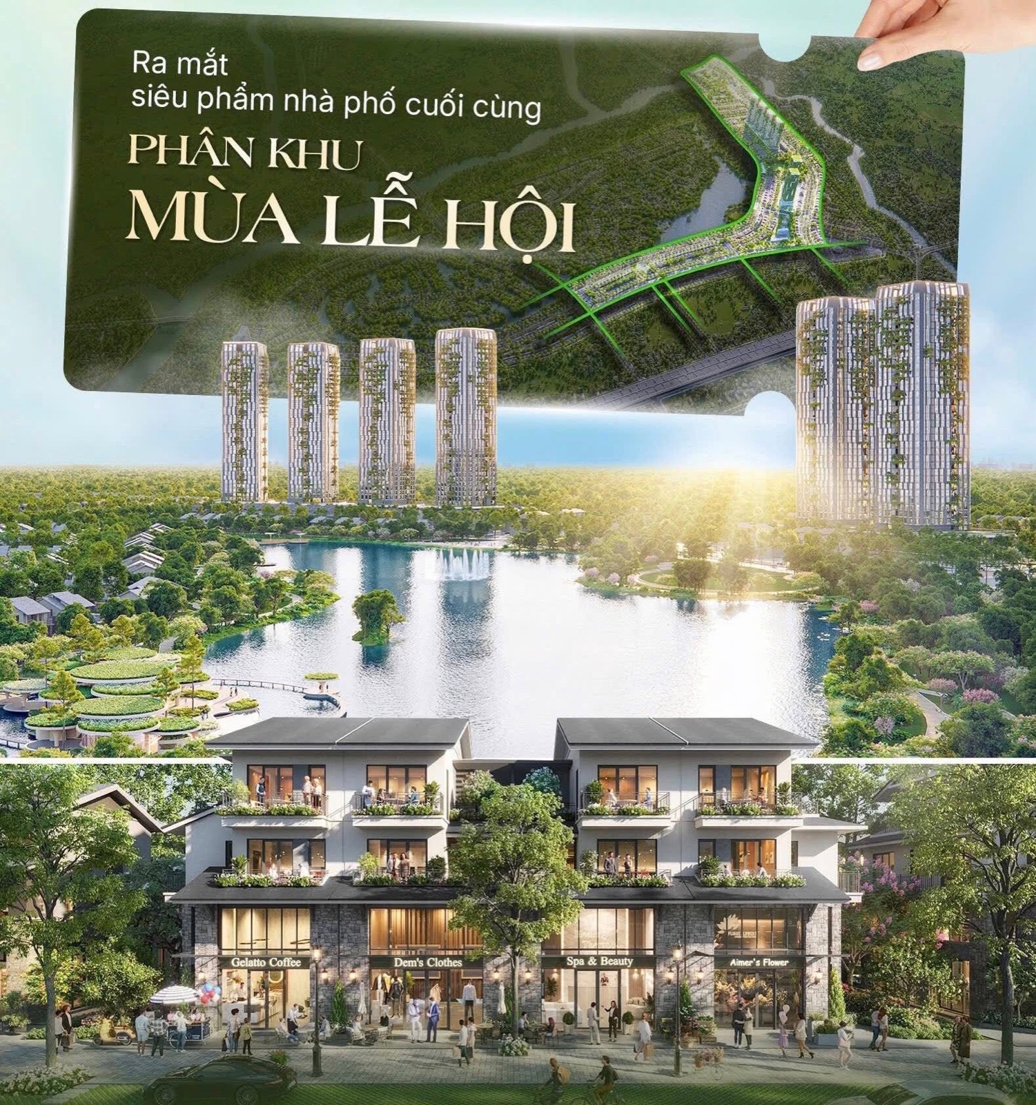 Phối cảnh phân khu Mùa Lễ Hội bên hồ