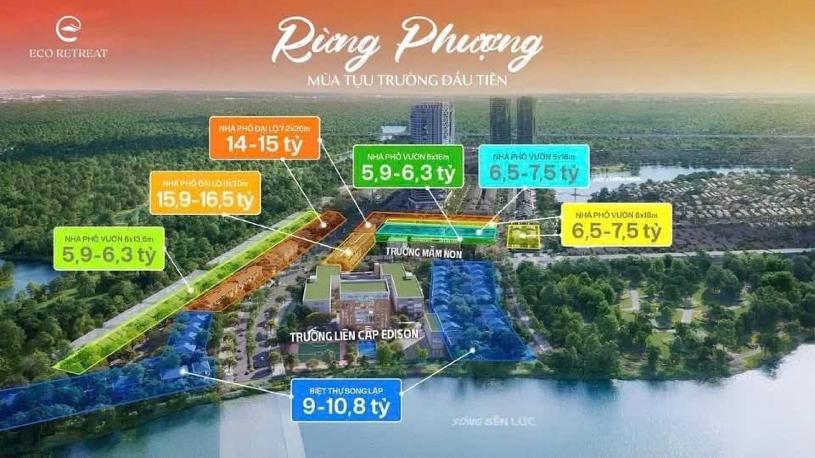 Mặt bằng Rừng Phượng với các khung giá dự kiến theo khu