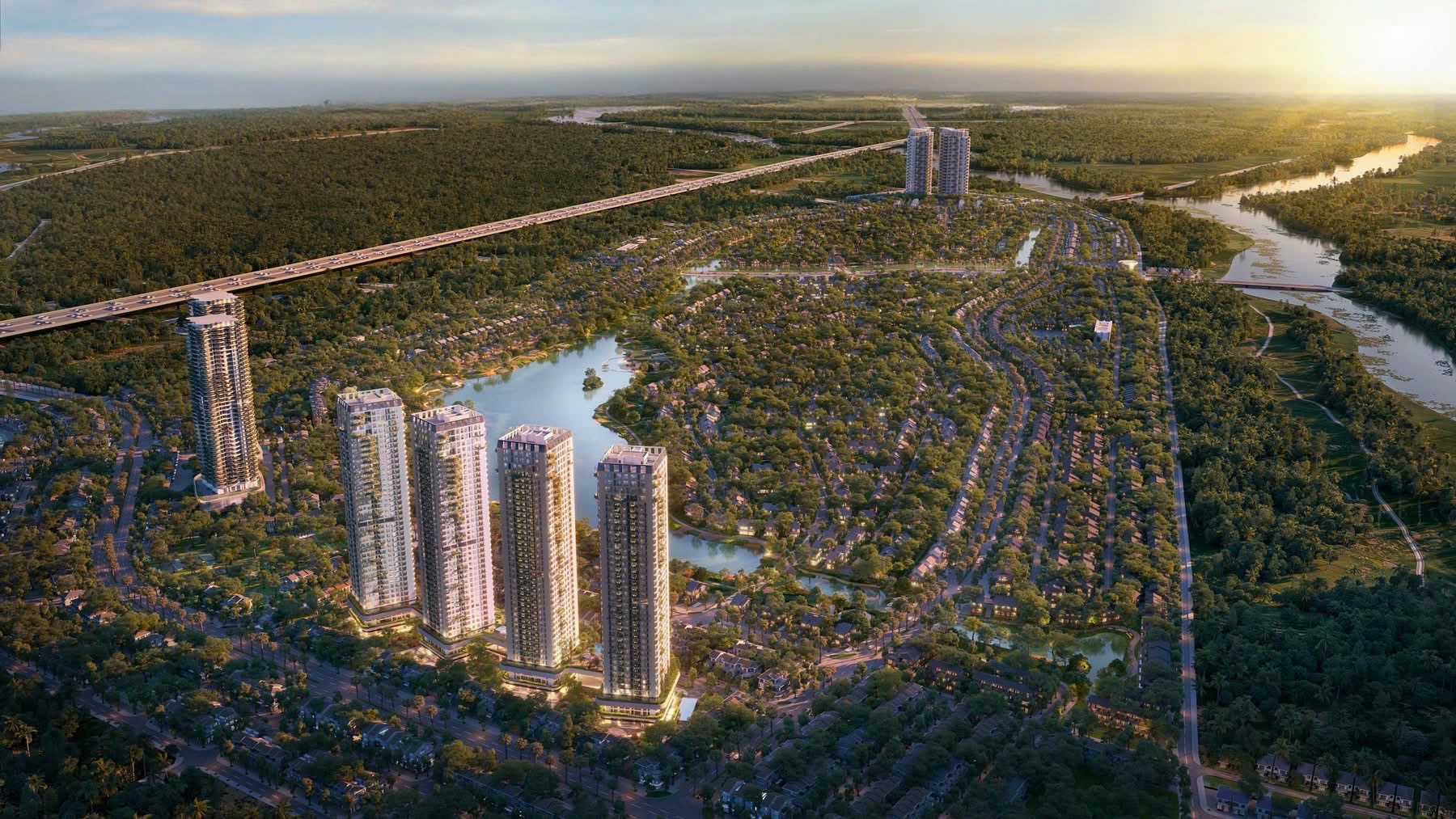 Cụm biệt thự mái dốc giữa hàng cây xanh bên hồ tại Eco Retreat
