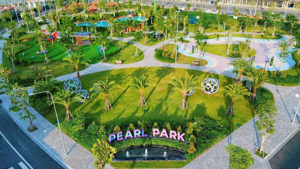 Công viên Pearl Park tại Vinhomes Green Paradise Cần Giờ nhìn từ trên cao