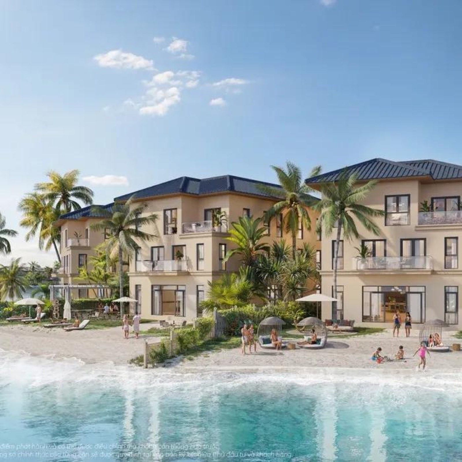 Phối cảnh dãy biệt thự ven biển tại Vinhomes Green Paradise Cần Giờ