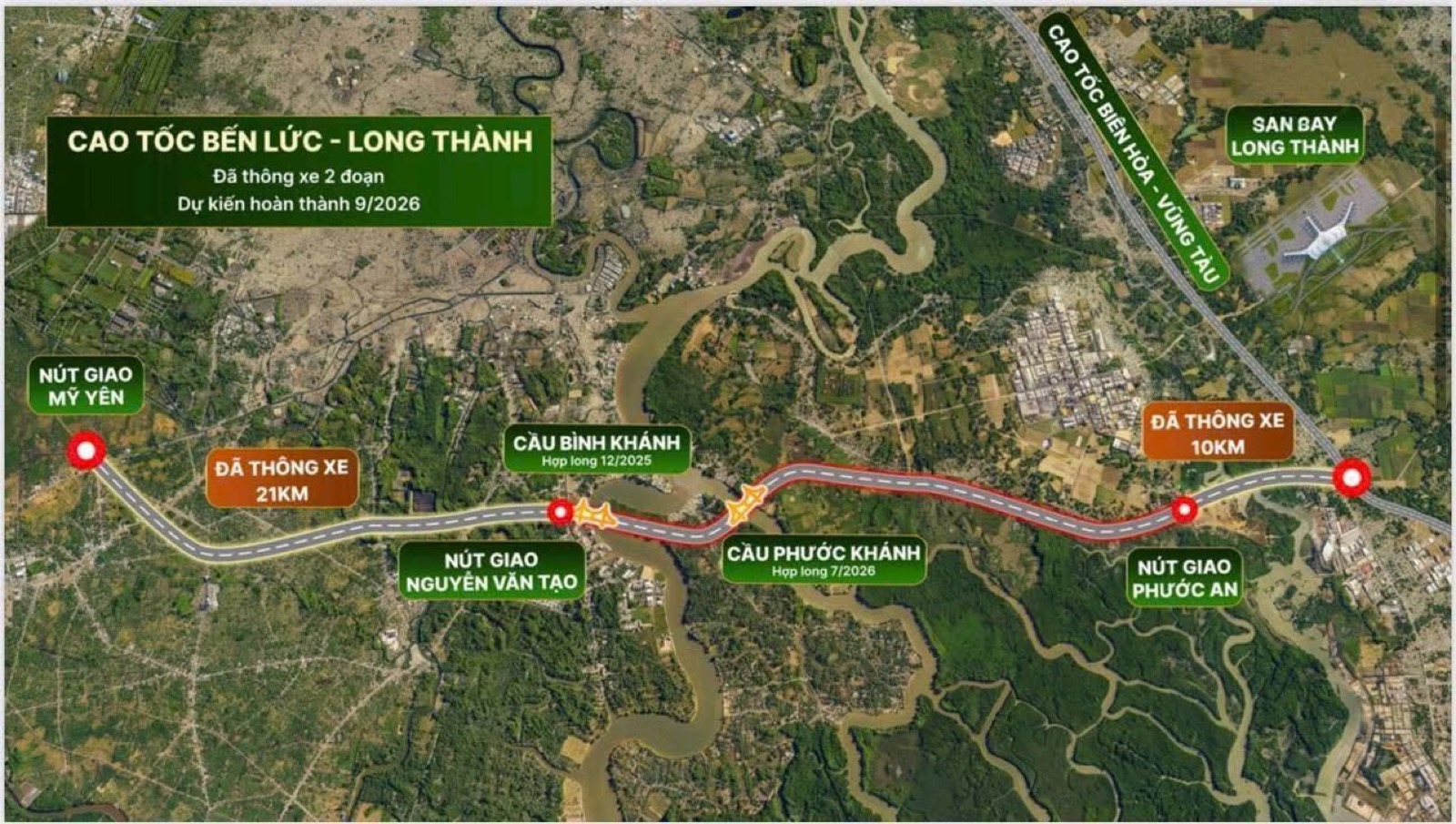 Bản đồ tuyến cao tốc Bến Lức – Long Thành và các nút giao